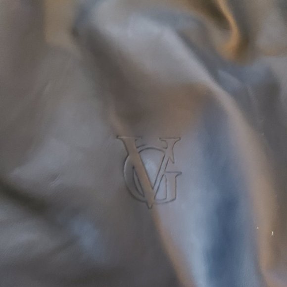 Men's XL Faux Leather Collared Navy Jacket With Pockets - Picture 3 of 6